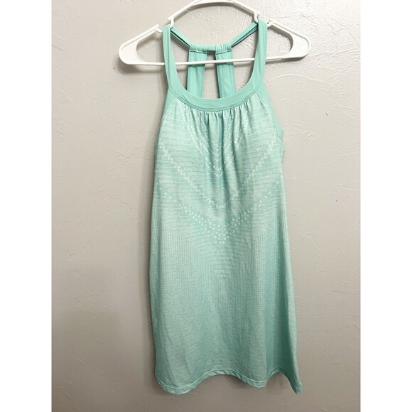 Prana Cantine Dress Blue Green  Synergy Size Small Built In Bra Outdoor Hike - Picture 2 of 9